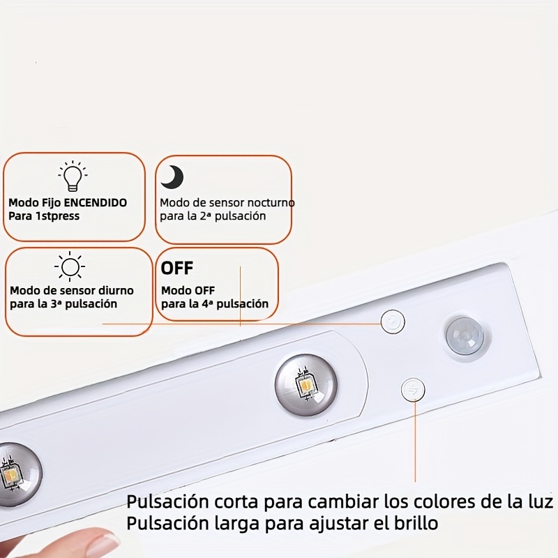 Sensor Brite Luz magnética para debajo del gabinete, luz LED con sensor de  movimiento, luz para armario/armario, recargable por USB, encimera