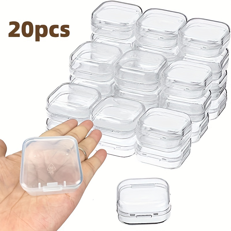 Mini Clear Plastic Storage Containers Box with Hinged Lids Empty
