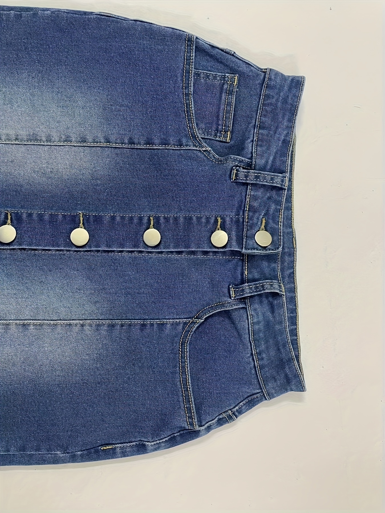 women's stretch denim skirt wrap hip skirt multi button