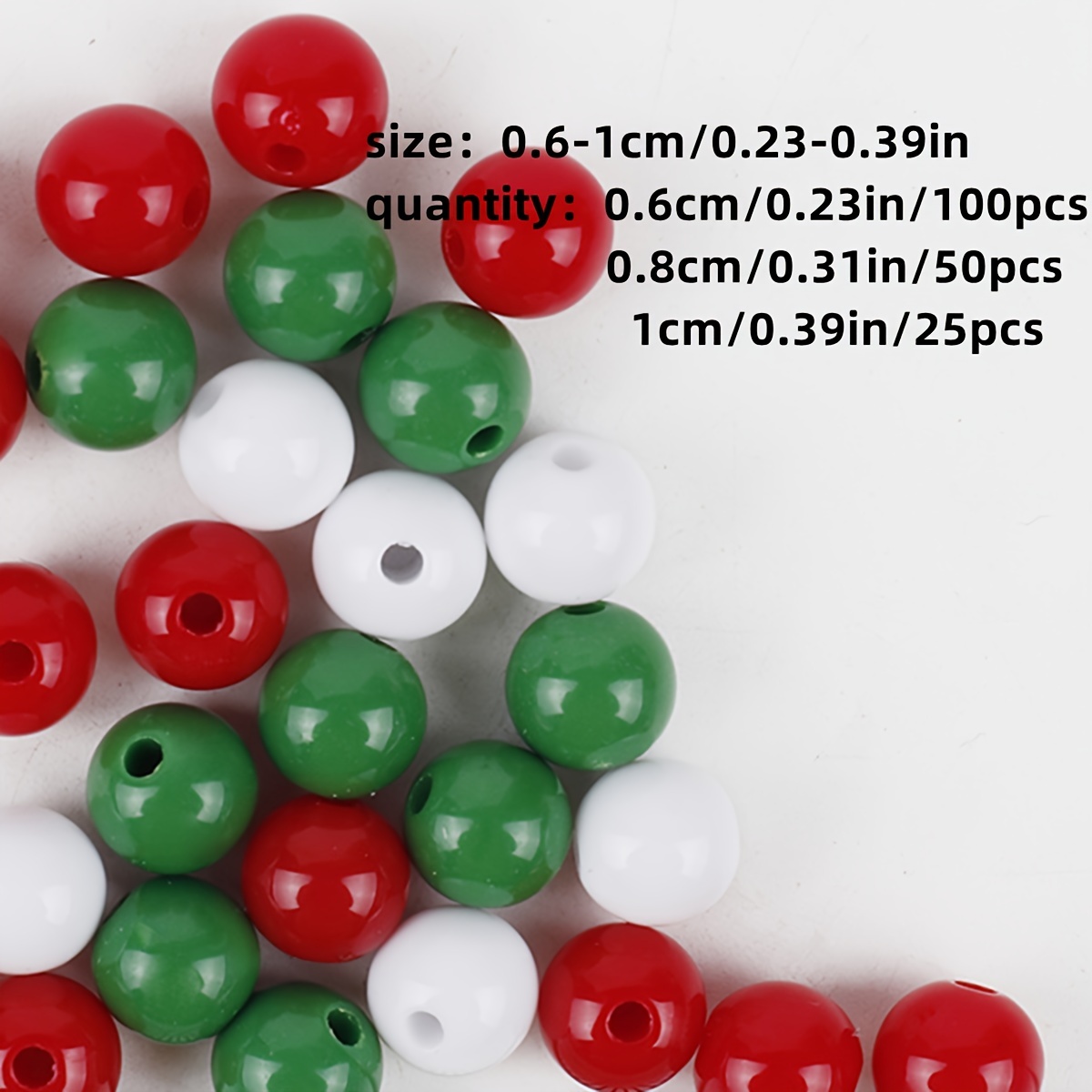 A Pack Acrylic Solid Color Round Beads Christmas Beads For - Temu