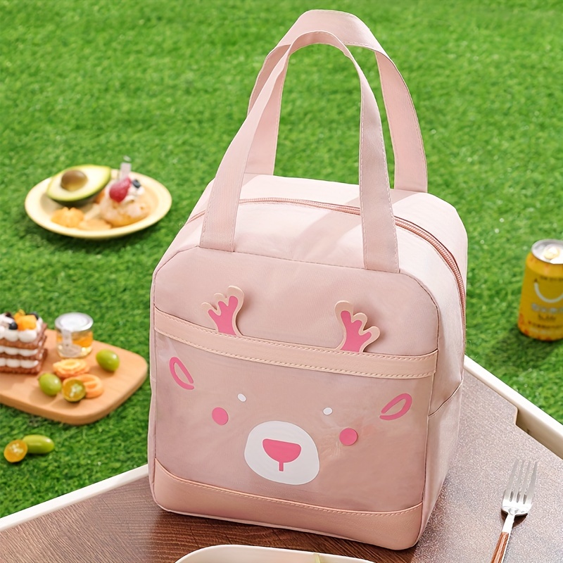 Christmas Deer Lunch Box Bag Waterproof Insulated Picnic Bag