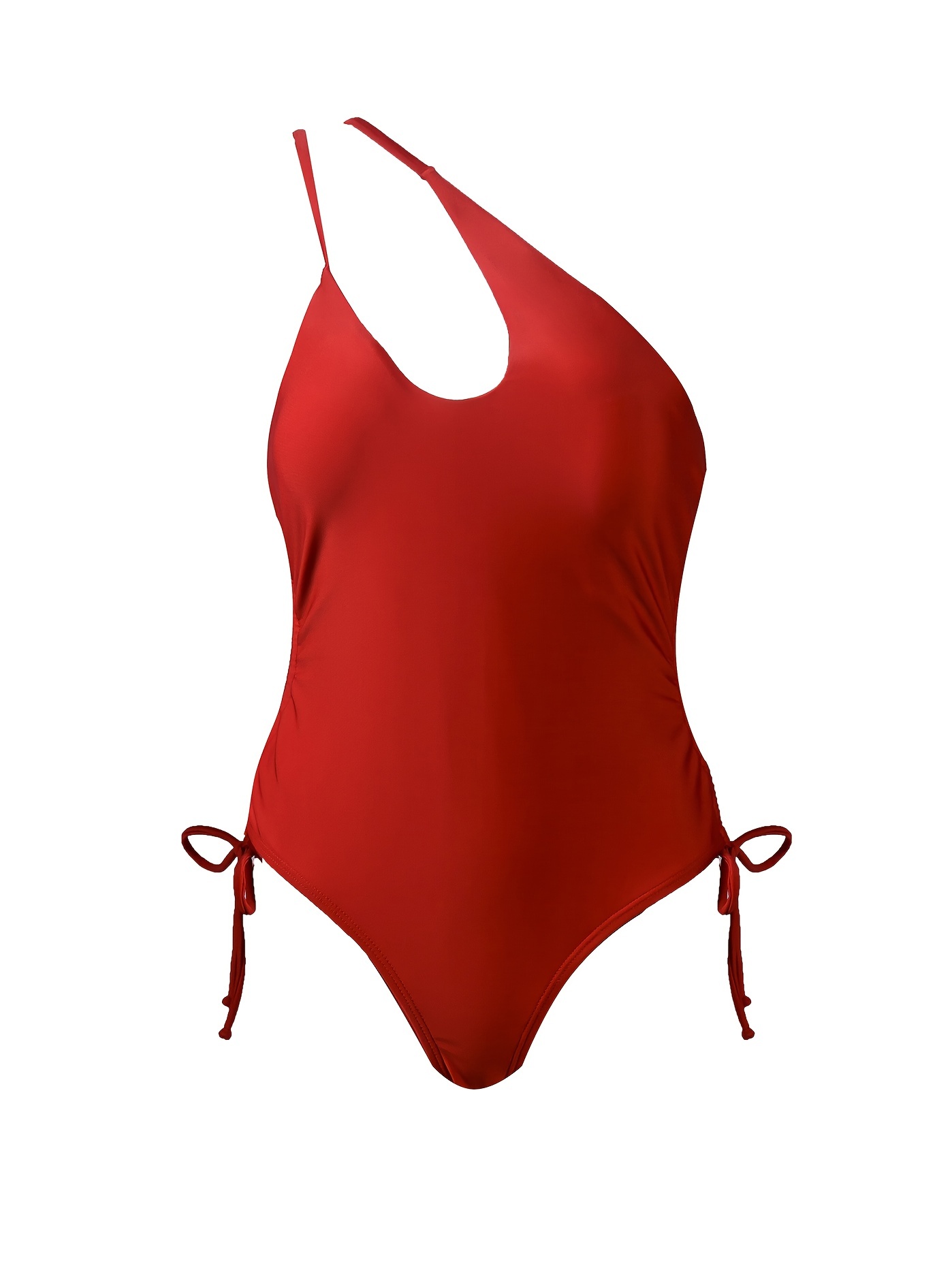 Contrast Color Ruched Swimsuit Drawstring Tie Side - Temu Canada
