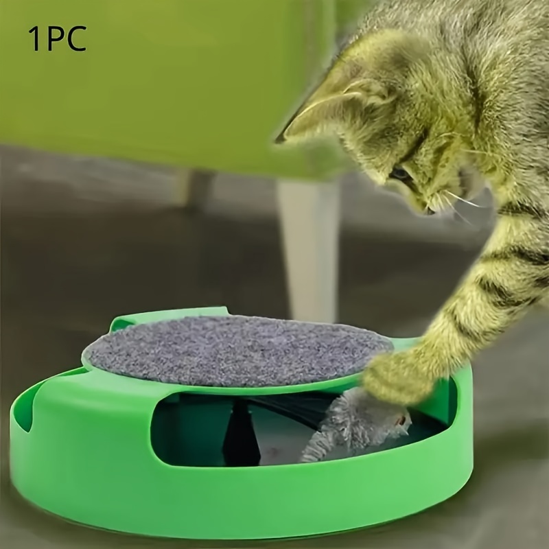 

1pc Interactive Cat Turntable Toy With Mouse And Scratch Board -engaging Puzzle And Amusement Toy For Cats