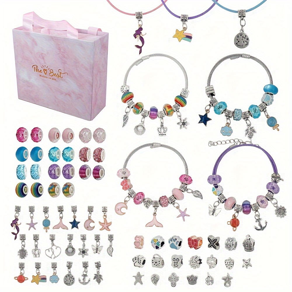 Charm Bracelet Neckalce Diy Jewelry Making Kit For Girls - Temu