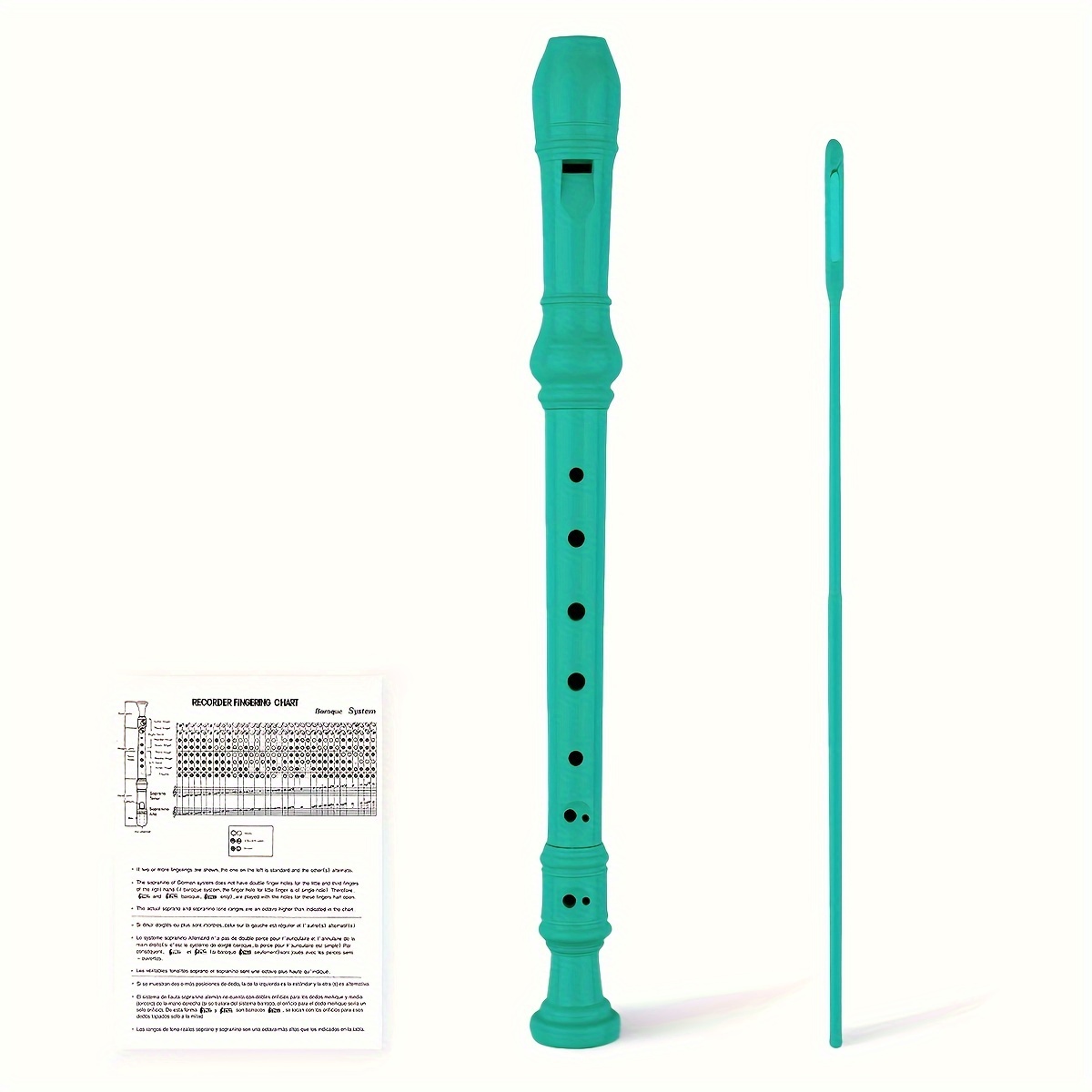 Flûte à Bec Soprano, Enregistreur Descant, Flûte à Bec, Soprano  Enregistreur 8 Trous avec Tige de Nettoy, Plastique Amovible Instrument de  Musique