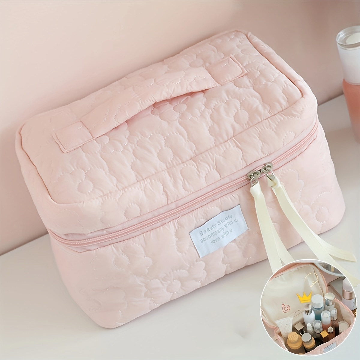  2Pcs Small Makeup Bag for Purse Checkered Cosmetic Bag Cute Makeup  Pouch Pink Makeup Bag and Makeup Brushes Bag Y2K Aesthetic Accessories for  Women Travel Storage Organizer Bag : Beauty