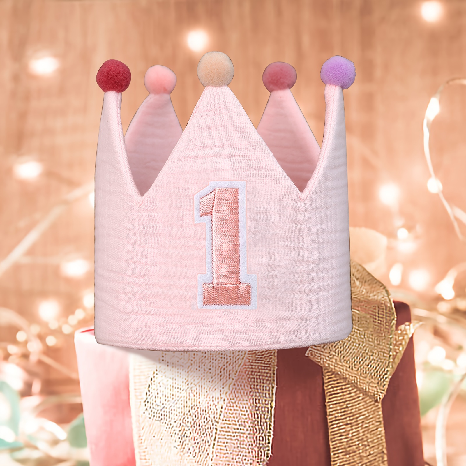 

1pc, Birthday Hat For 1st 2nd 3rd, Pink Birthday Crown For Boys Girls, Atmosphere Dress Up Headwear, Photo Booth Props, Holiday Ornament, Creative Small Gift