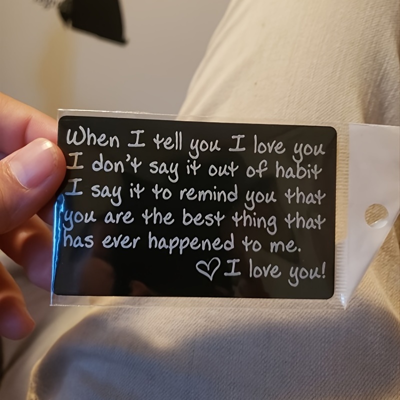 Engraved Wallet Insert - I Love You Note for Wallet Boyfriend Gift