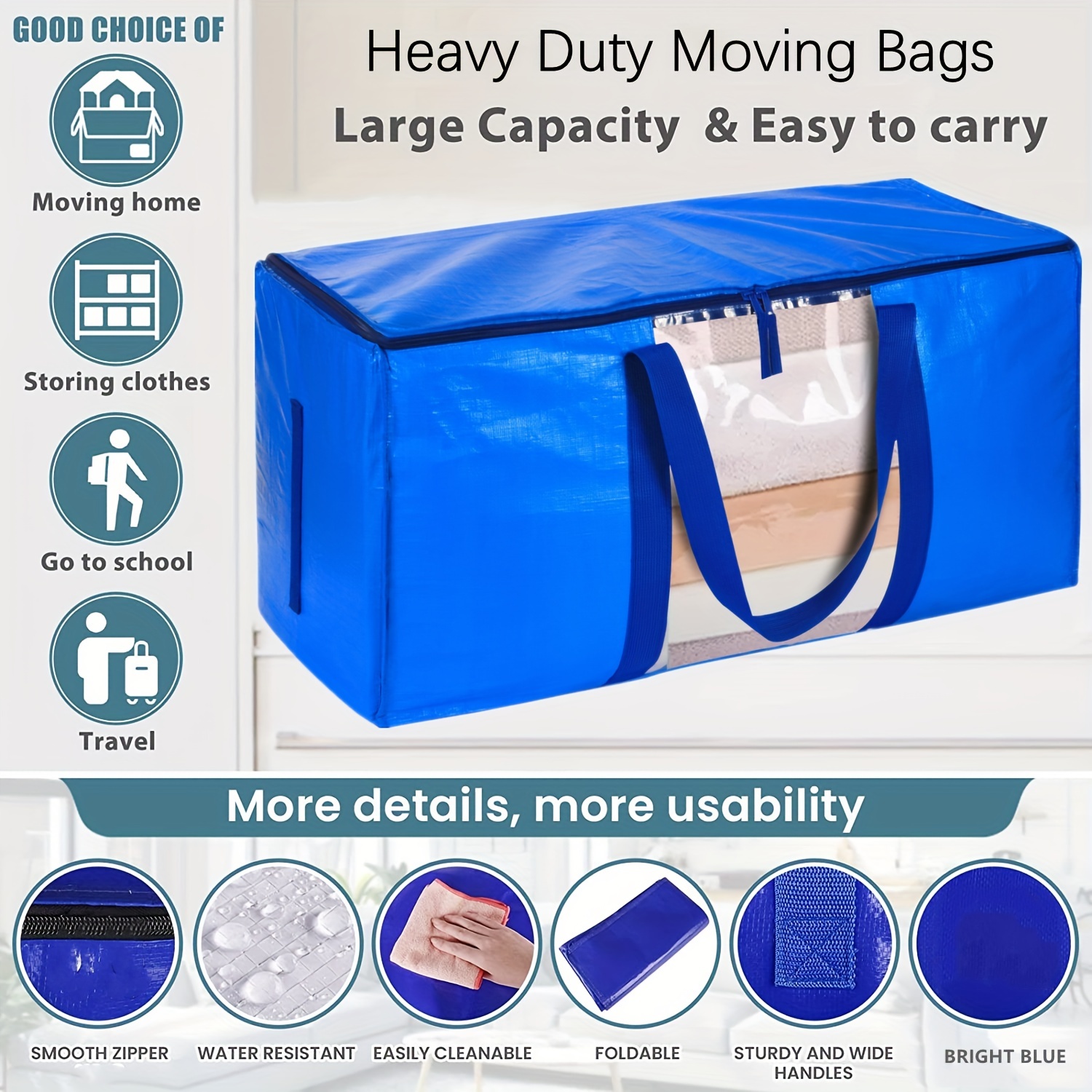 Moving Boxes Heavy Duty Extra Large Storage, Blue Plastic