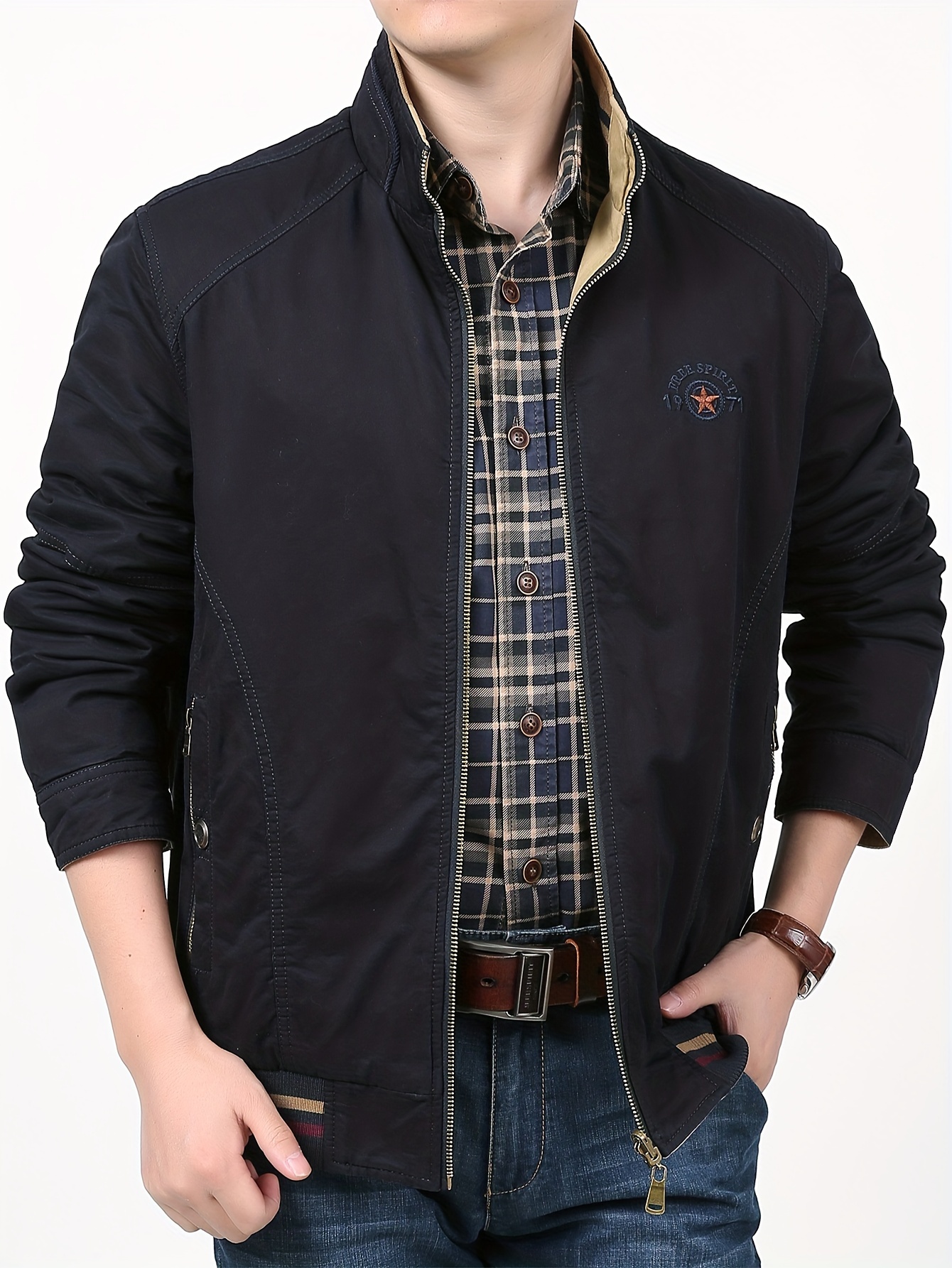 Men's Cotton Warm Reversible Jacket For Fall Winter Business, Father's Gift  - Temu