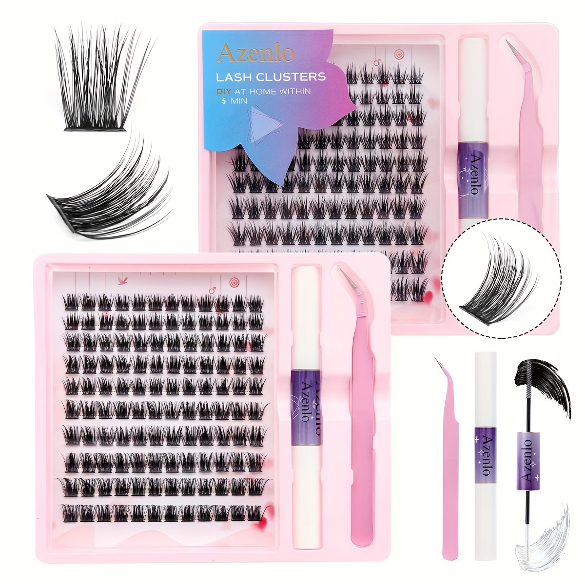 

Diy Eyelash Extensions Kit, 120 Pcs, Clusters Eyelash Applicator Tool, Eyelash Clusters And Seal Super Holding, Clusters Lash Glue Remover Easy Applying At Home