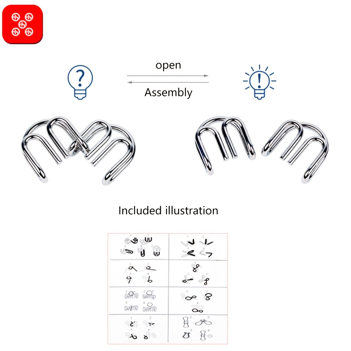 Metal Wire Puzzle Set,, Brain Test, Iron Links Unlock Interlocking