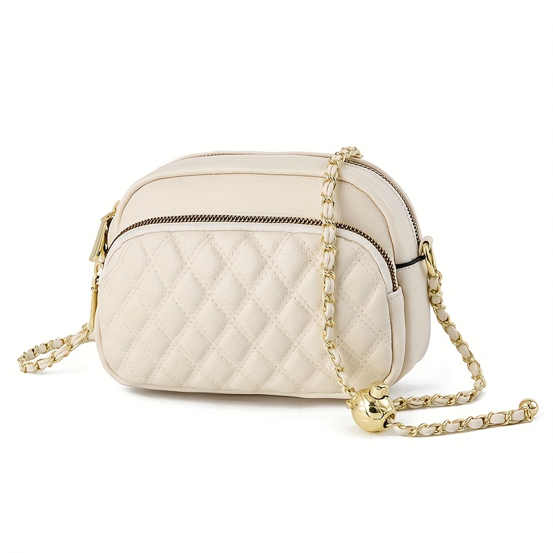 Yours Plus Size White Quilted Multi Pocket Chunky Chain Bag Size One Size | Women's Plus Size and Curve Fashion