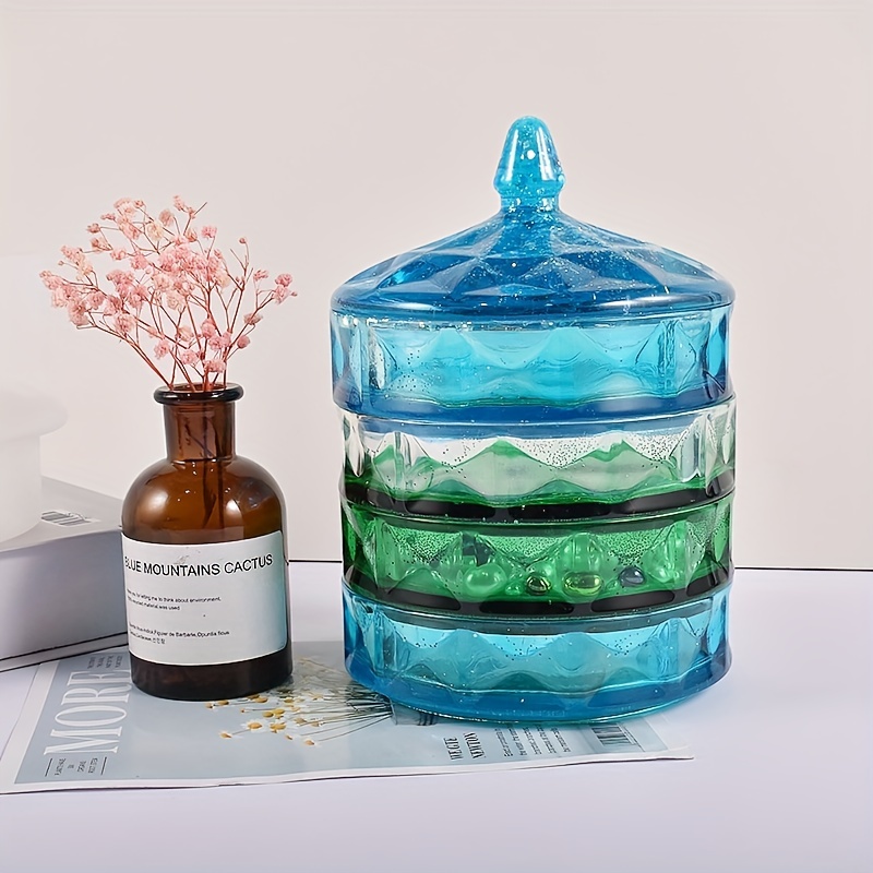 DIY Crystal Epoxy Resin Mold Diamond Storage Box Jar Jewelry Oranments  Mirror Silicone Mold For Resin Aromatherapy Making