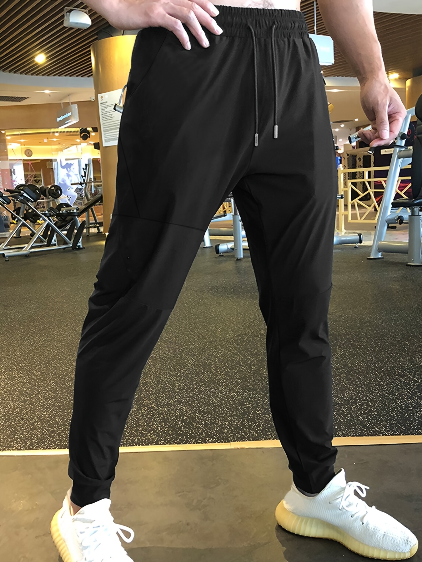Buy Men'S Recycled Polyester Slim-Fit Gym Track Pants - Black