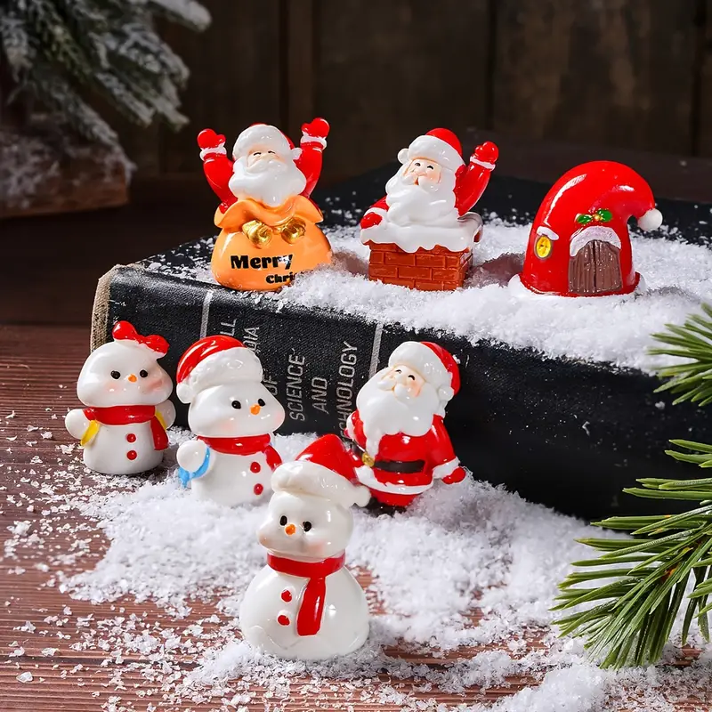 Christmas Micro Landscape Ornaments Santa Claus Cute Snowman - Temu