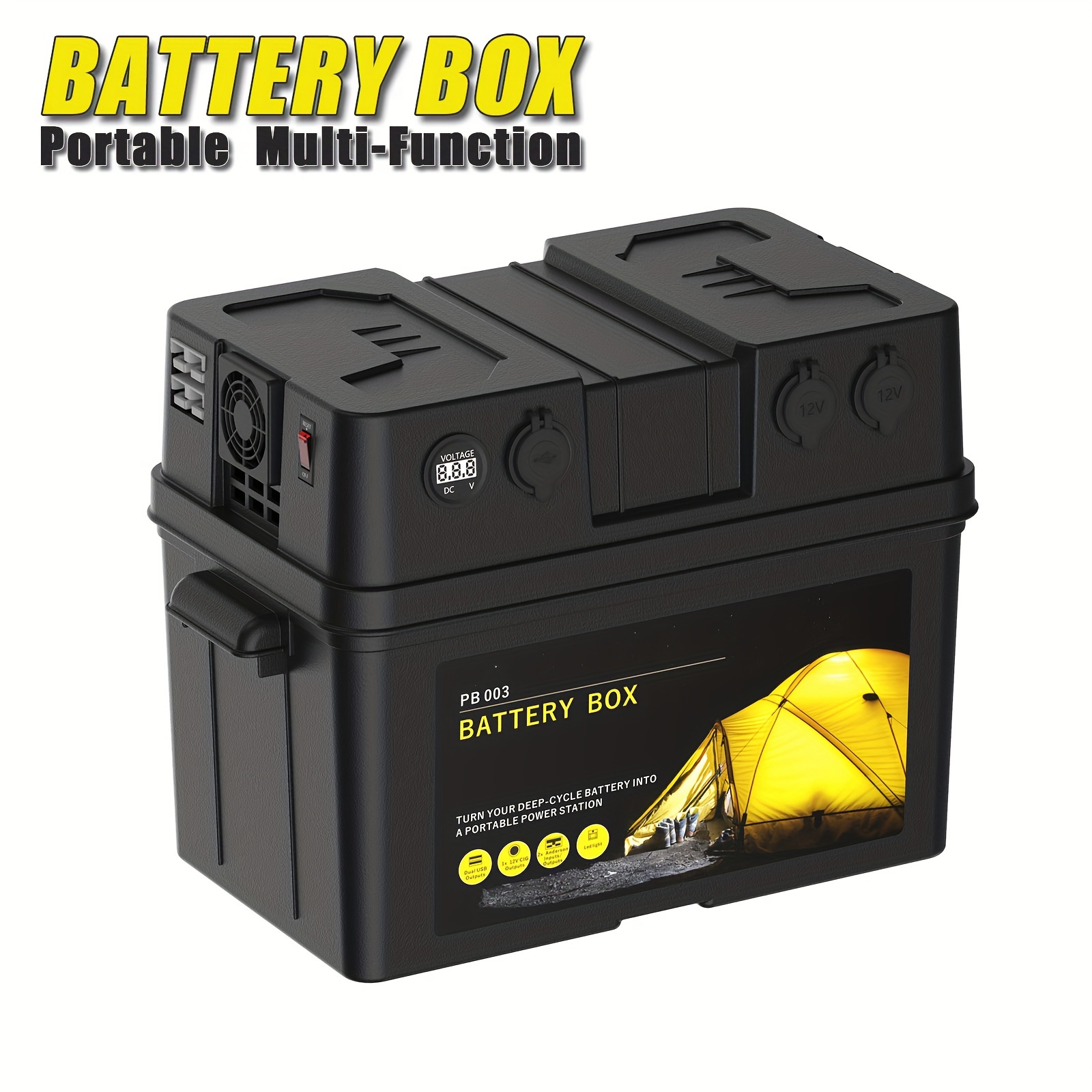 Smart Battery Box Outdoor Portable Multi-functional With 50AMP  Connectors12V Car Charger USB Outlet For RV, Trailer, Boats, Kayaks And  Campers