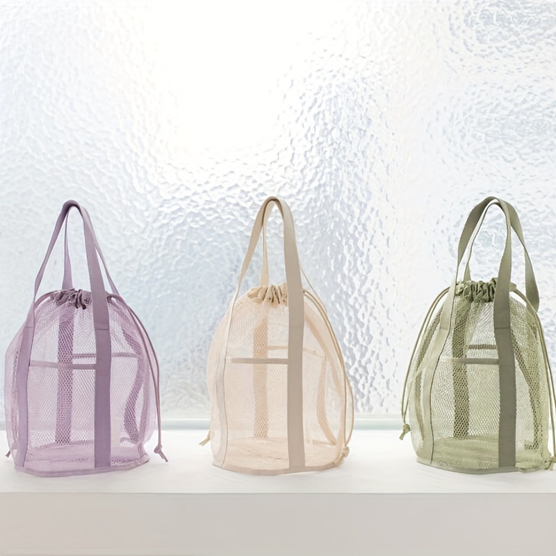 stück weißes organza netz strandtasche kordelzugverschluss