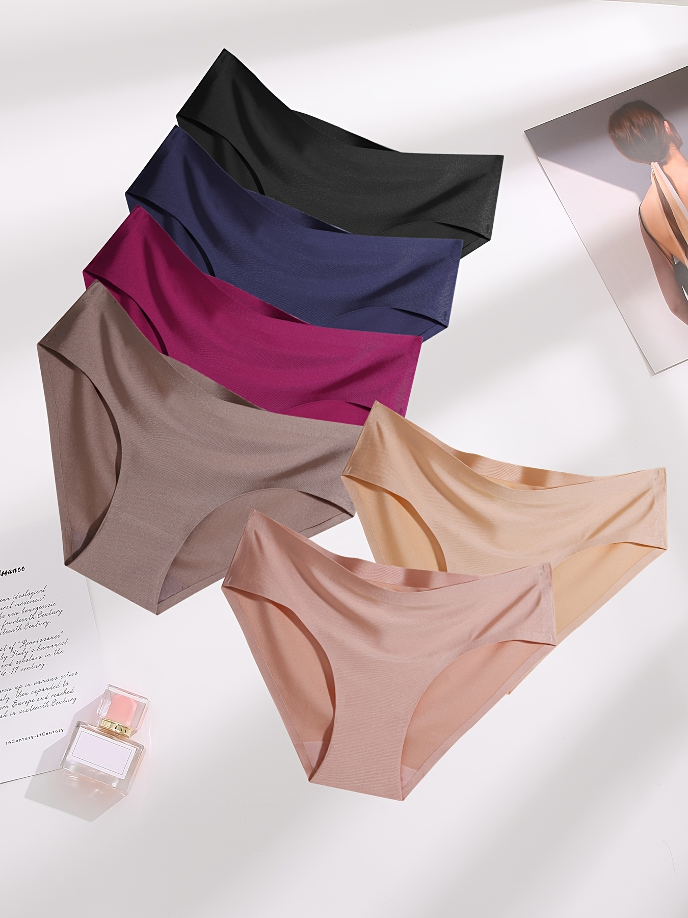 Seamless Solid Bikini Panties Comfy Skin friendly Intimates - Temu