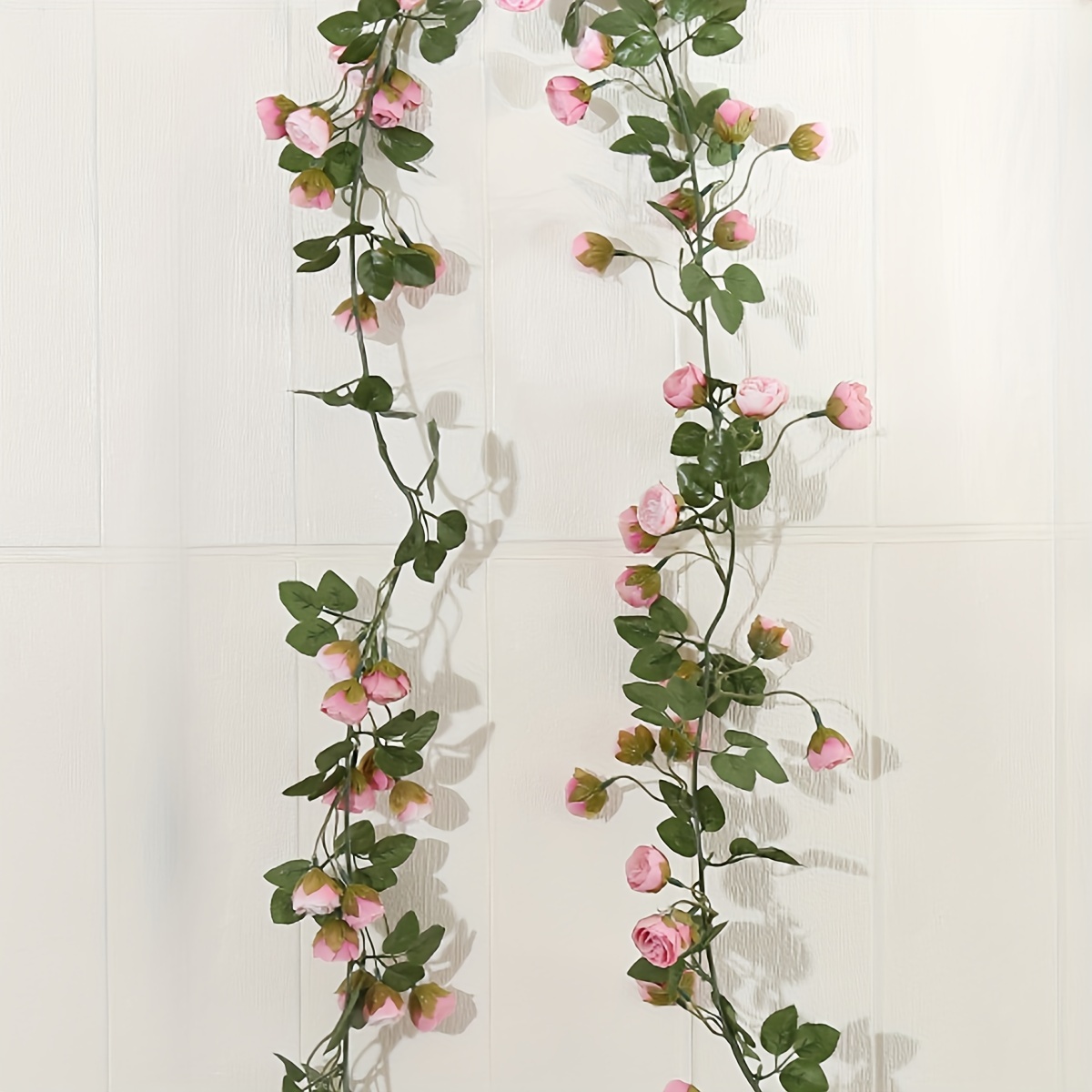 1pc 66 Heads Artificial Garland, Faux Roses Garland With Fake Flower And Leaves, Lifelike Plant For Wedding Arch Arrangement Party Garland For Room Home Decor