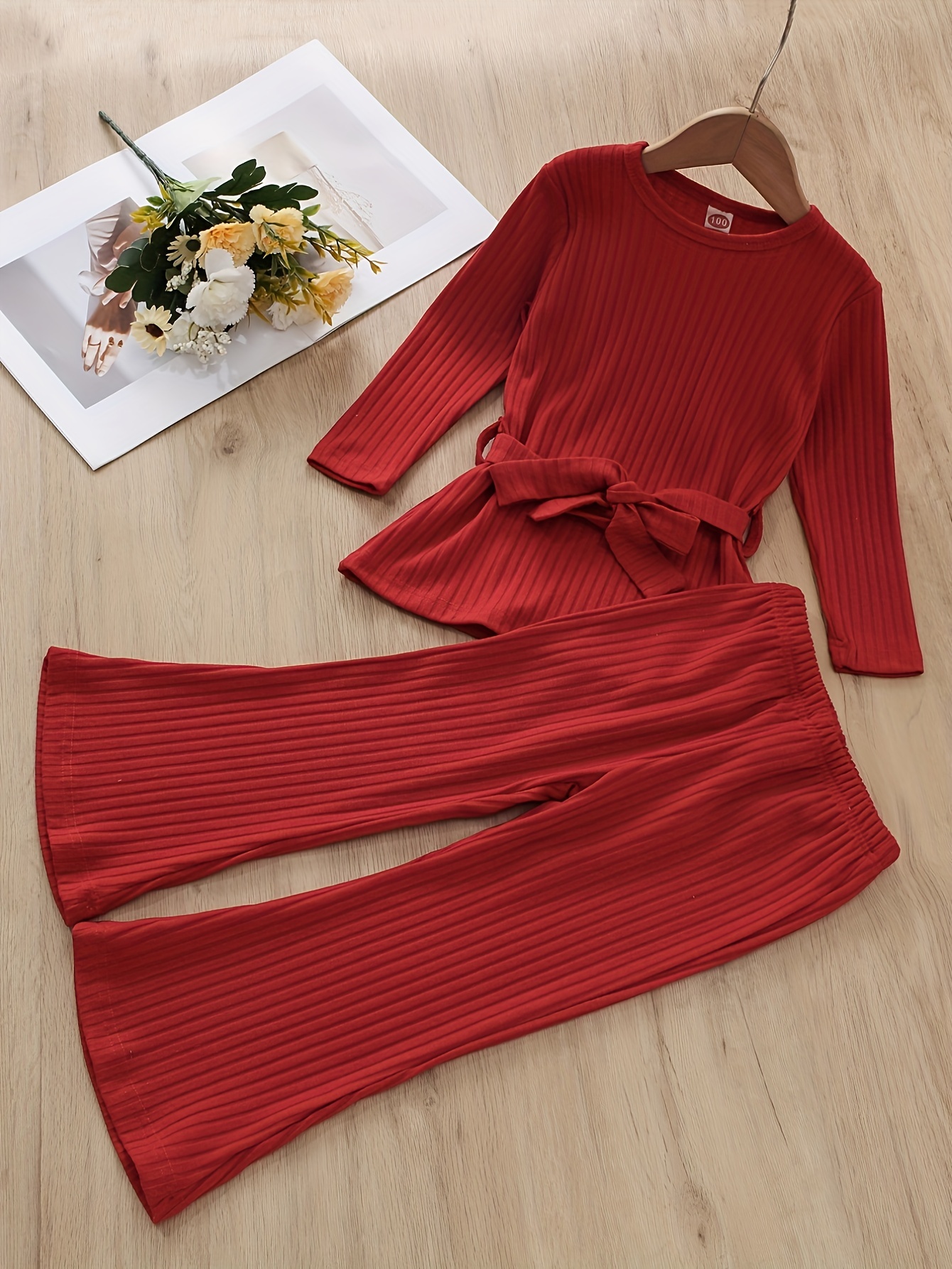 Stylish Solid Color Two piece Dress Set Flare Sleeve - Temu
