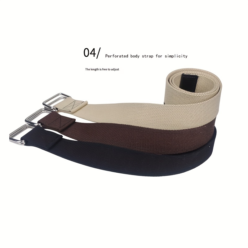 1pc Double Buckle Woven Canvas Belt for Men