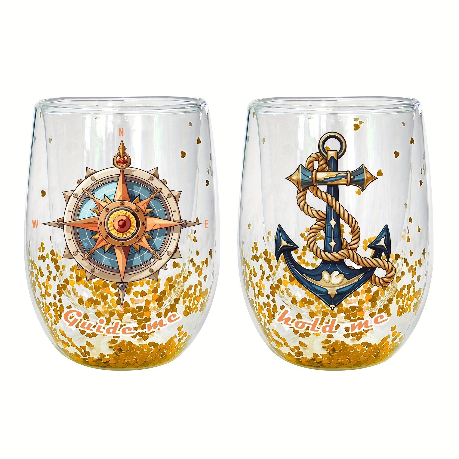 

2pcs, Ocean Pirate Glass Mugs Set, Double-walled Couple Espresso Coffee Cups, Heat Insulated Water Cups, Summer Winter Drinkware, Birthday Gifts