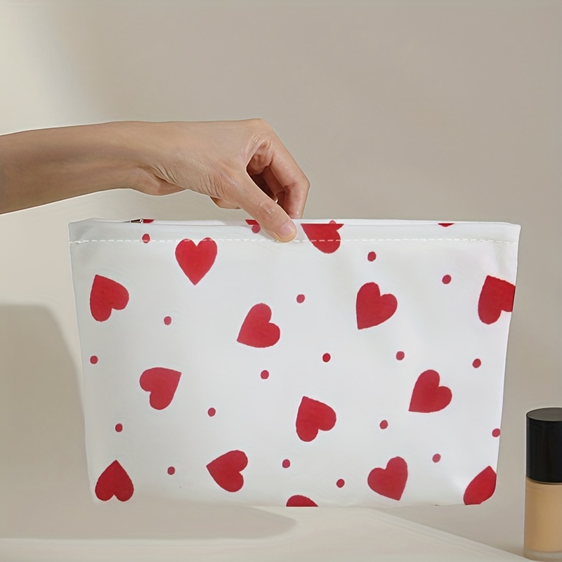 Heart Print Cosmetic Bag