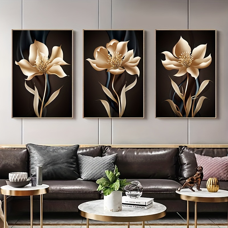 Toile d'art abstrait peinture de fleurs, ligne moderne, plantes florales de  luxe, décoration murale de chambre à coucher, tableau d'art Mural pour salon