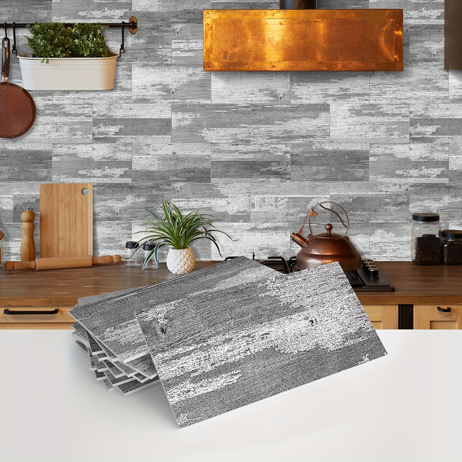 Azulejos de mosaico de madera 3D para decoración de pared rústica de  granja, tablones de madera 3D para pared de acento, panel de madera para  sala de