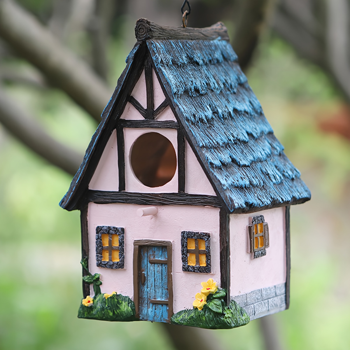 Maison de colibri en bois pour les extérieurs, nid de balançoire en bois  pour pendre à l'extérieur - Nid de colibri balançant Maisons d'oiseaux pour  fenêtre de jardin