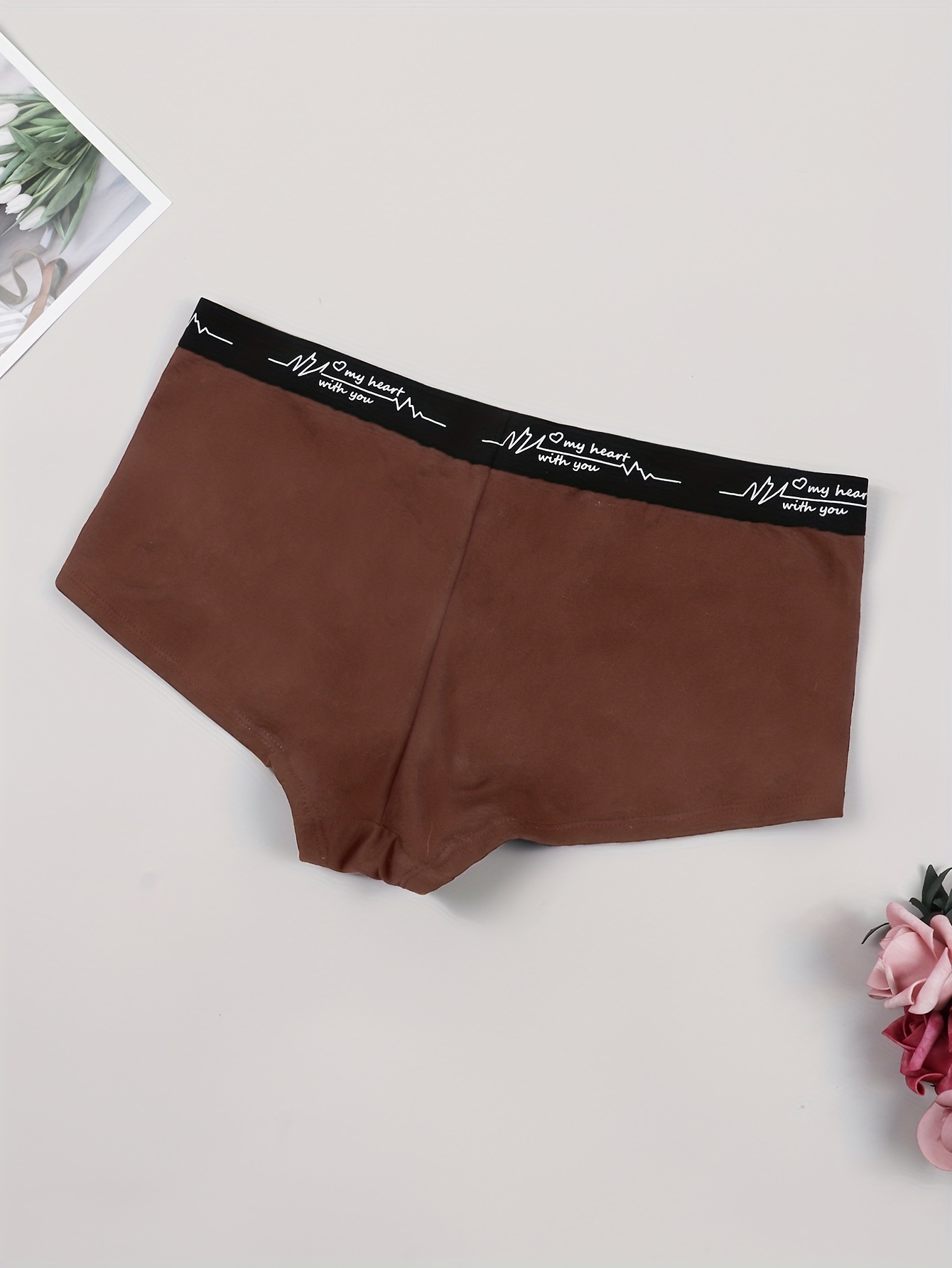 Letter Print Boyshort Panties Soft Comfortable Stretch - Temu Canada