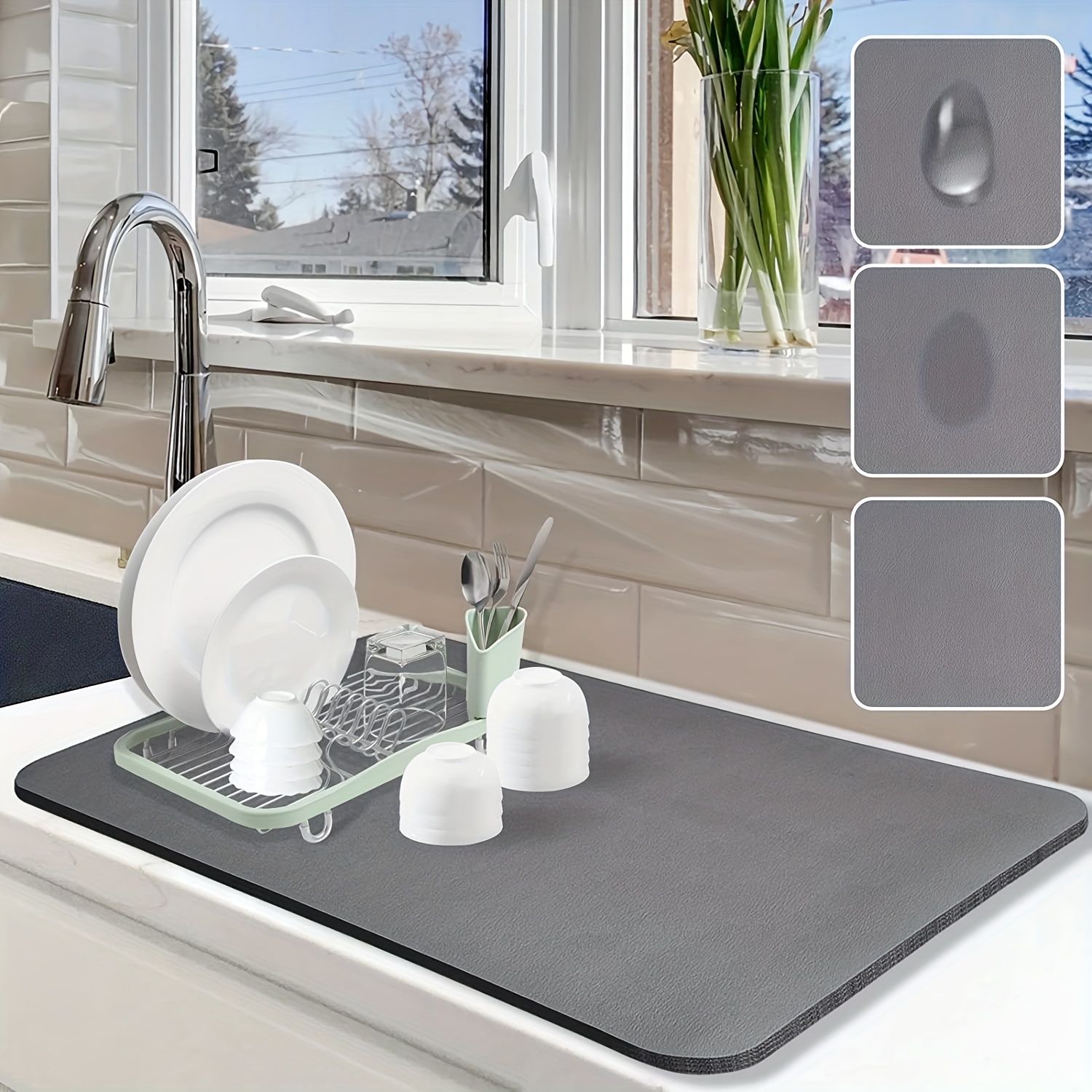Dish Drying Mats for Kitchen Counter Waterproof for Countertop Accessories