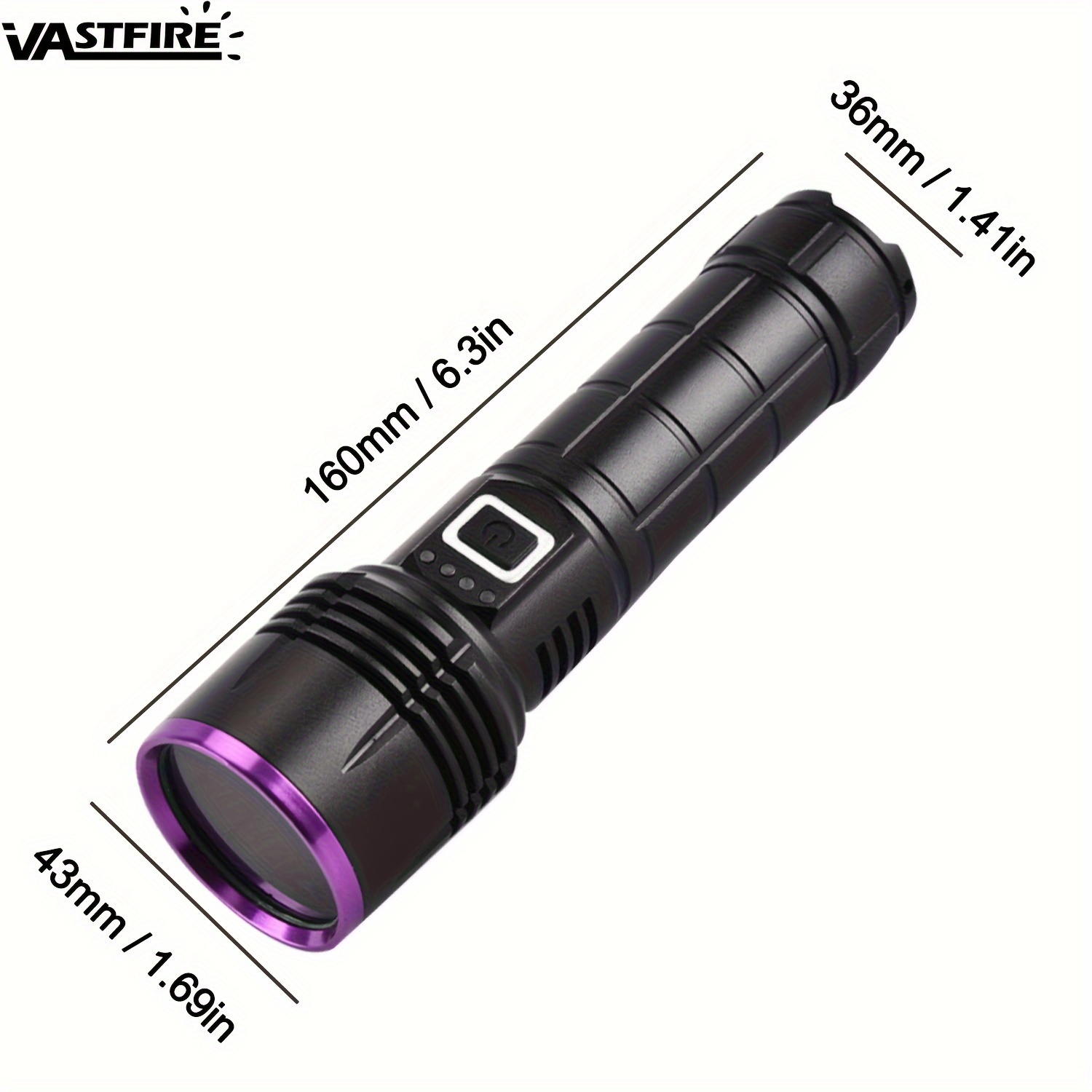Linterna UV Luz Negra Recargable 365 Nm Antorcha De Mano