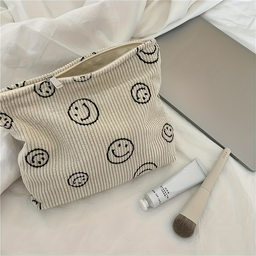  Corduroy Large Makeup Bags with Small Checkered Makeup Bag  Cosmetic Bags for Women Aesthetic Stuff Travel Pouch Case Bags Purse  Essentials