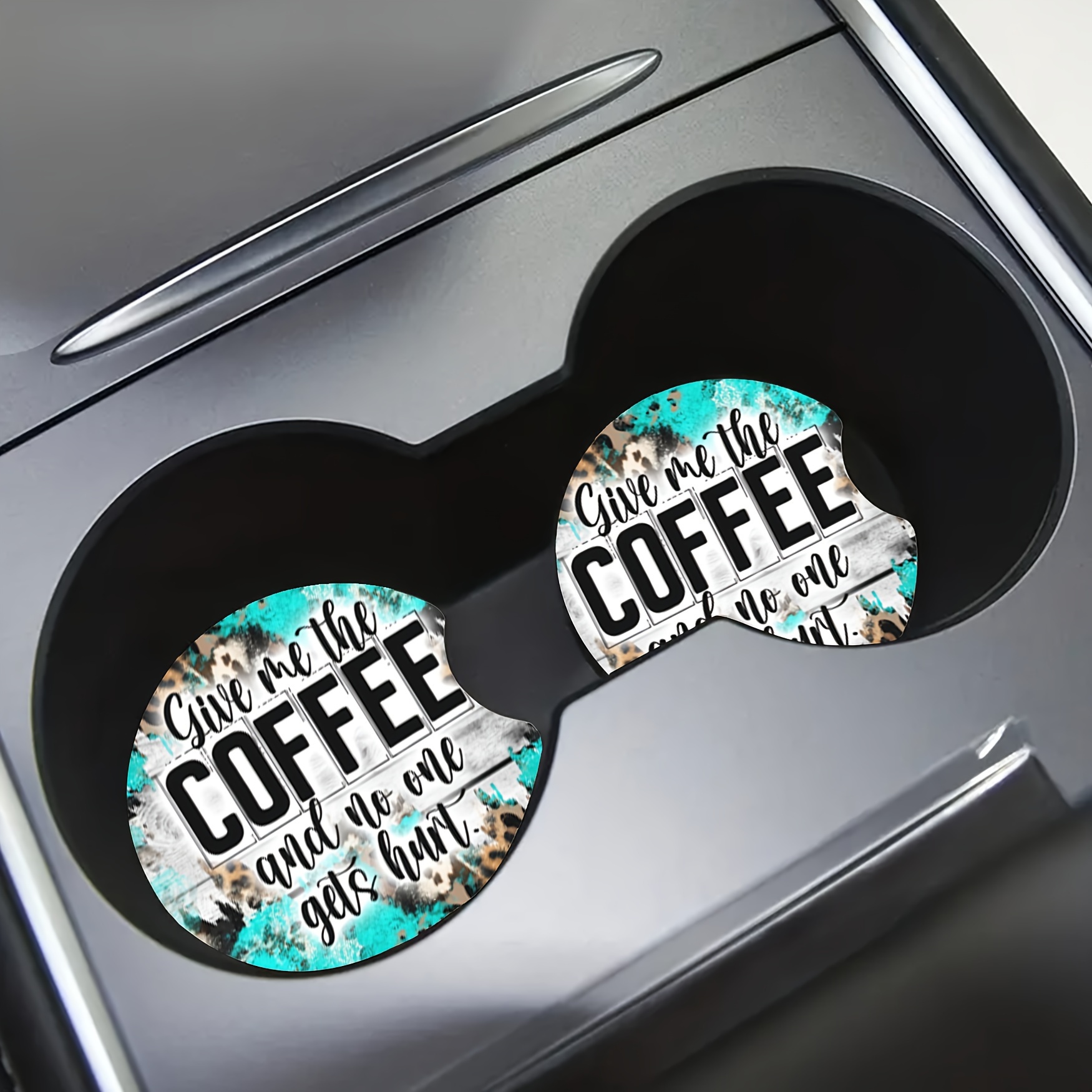 Boho Coffee Pattern Absorbent Car Cup Holder Coaster Mats - Car