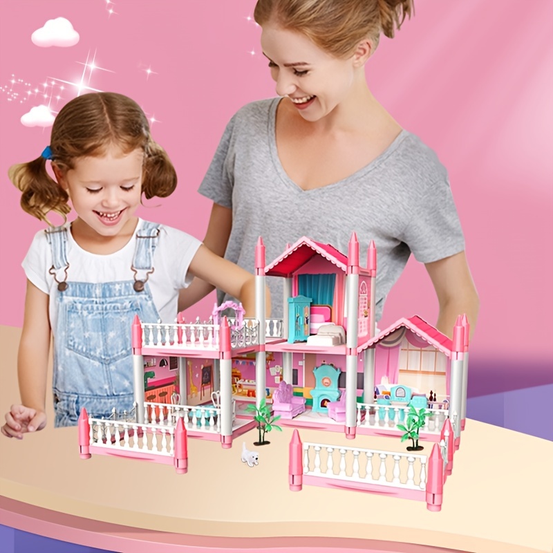Doll set contains 11 rooms and furniture accessories. * children's doll  house toy house DIY pretend games to build assembled toys, suitable for bir
