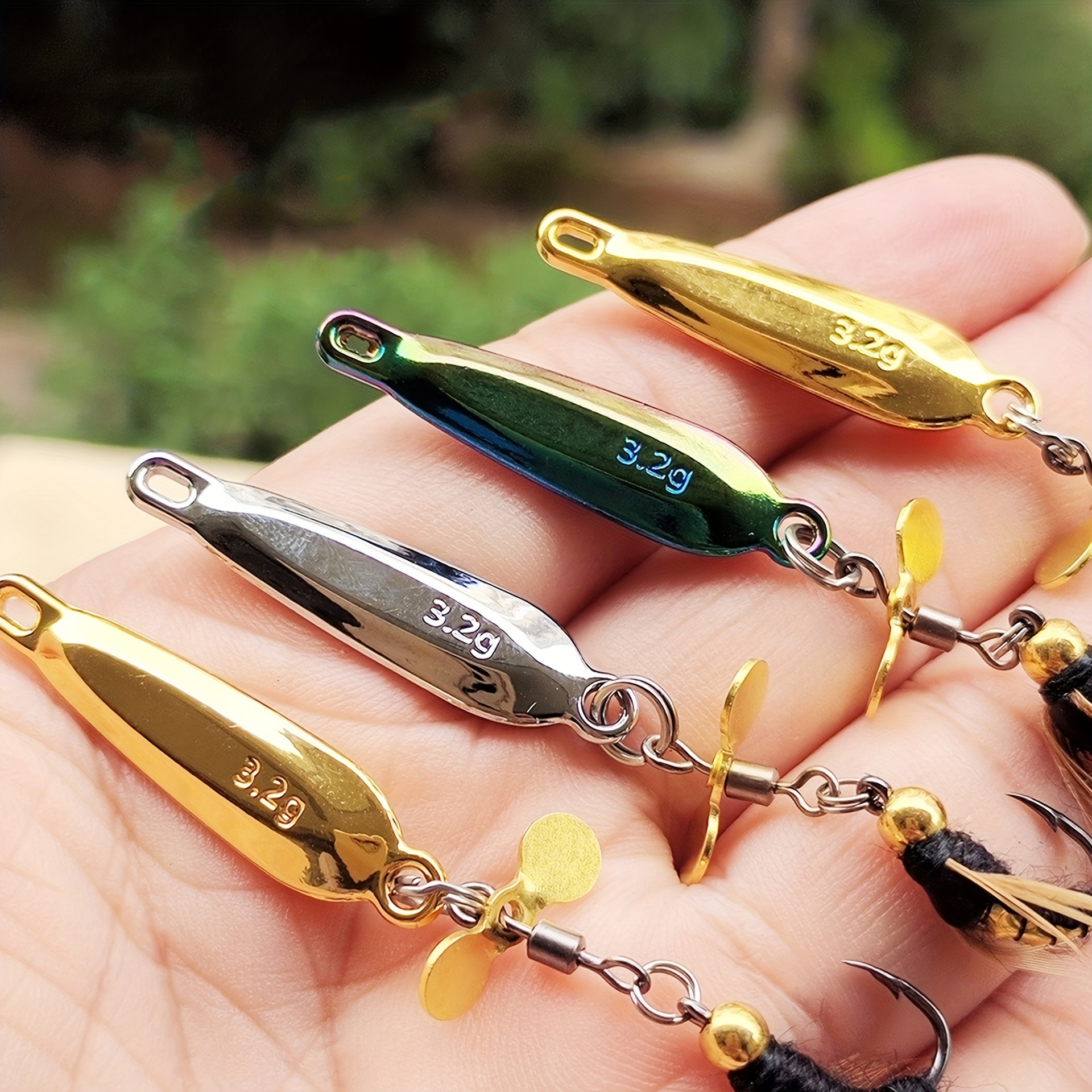 BE-TOOL 5Pcs Spoon Fishing Lure, Metal Sequins Fishing Bait with