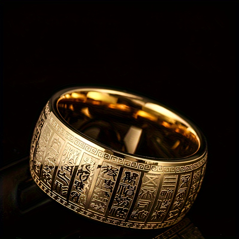 Titanium Stainless Steel-Plated Taoist Golden Light Ring