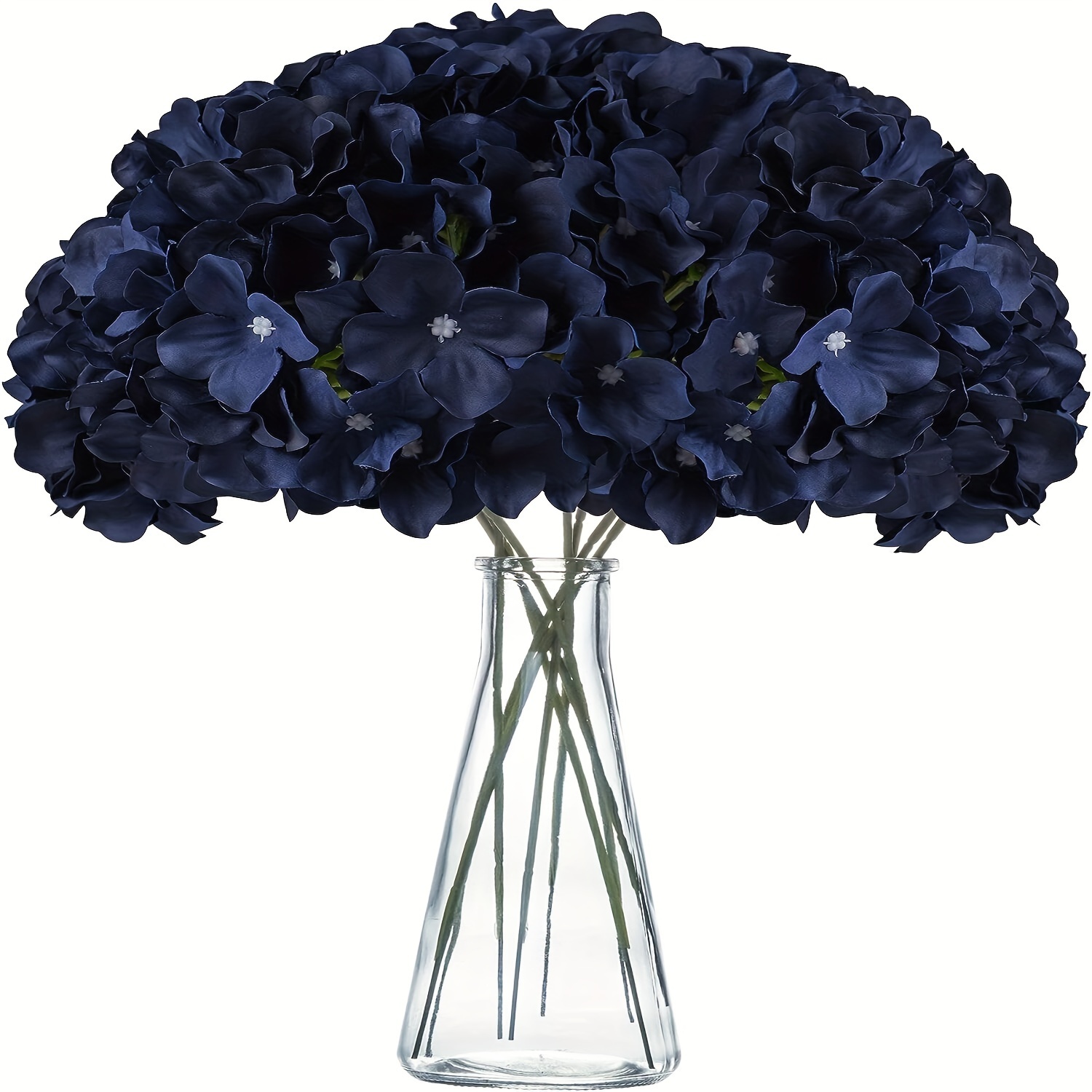 

6pcs Hydrangea Silk Flowers With Stems Artificial Hydrangea Flowers Navy Blue For Wedding Home Party Decor