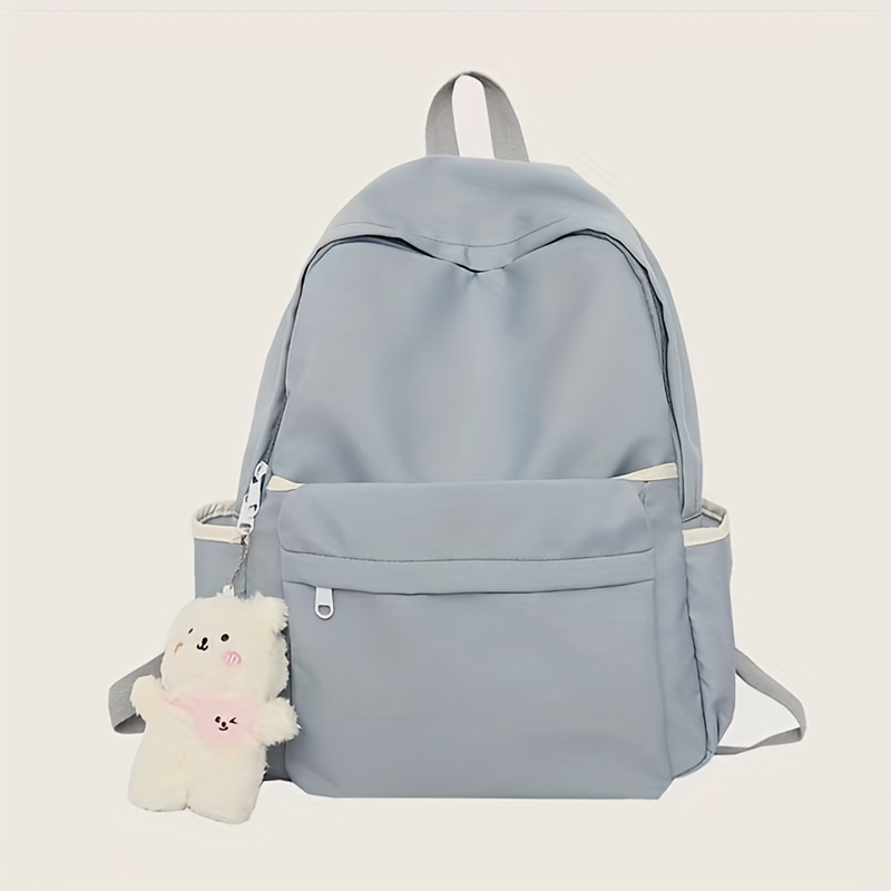 Casual Minimalist Preppy Backpack Large Capacity School Bag Zipper Storage