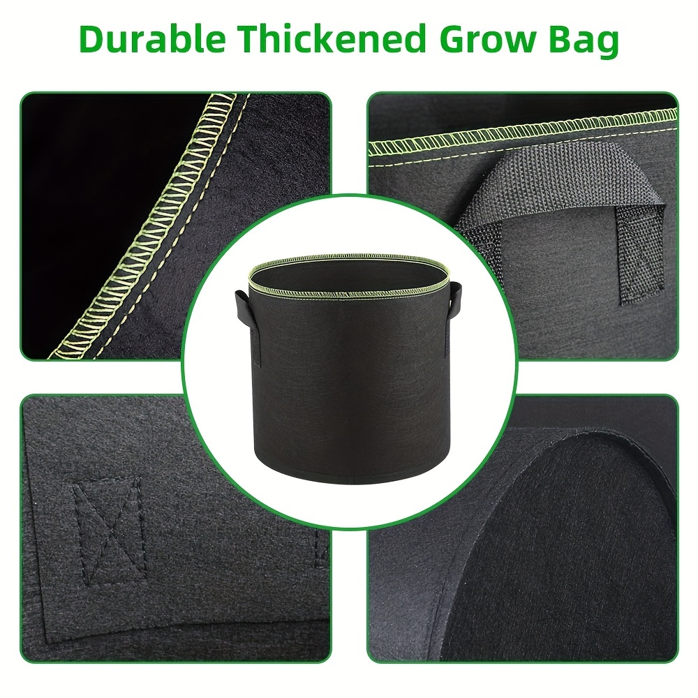 5pcs Fabric Grow Bags - Black