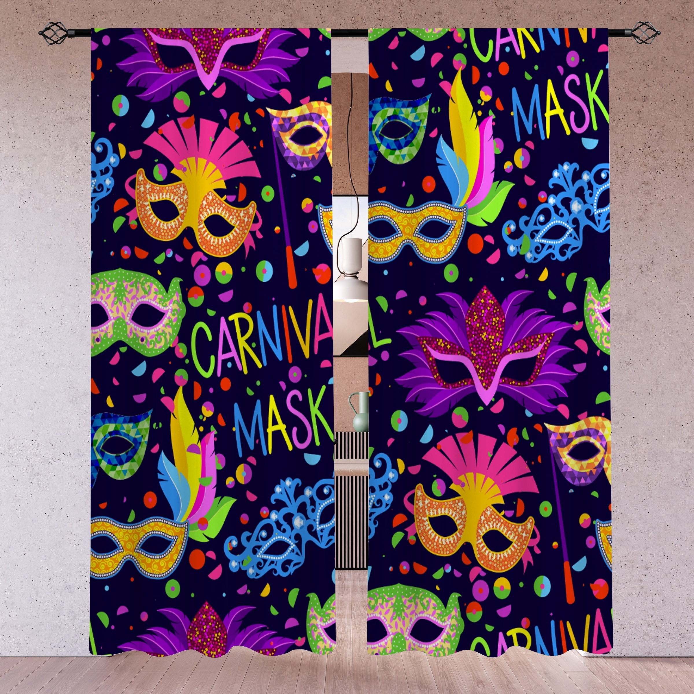 Mardi Gras Masks Cotton Calico Fabric