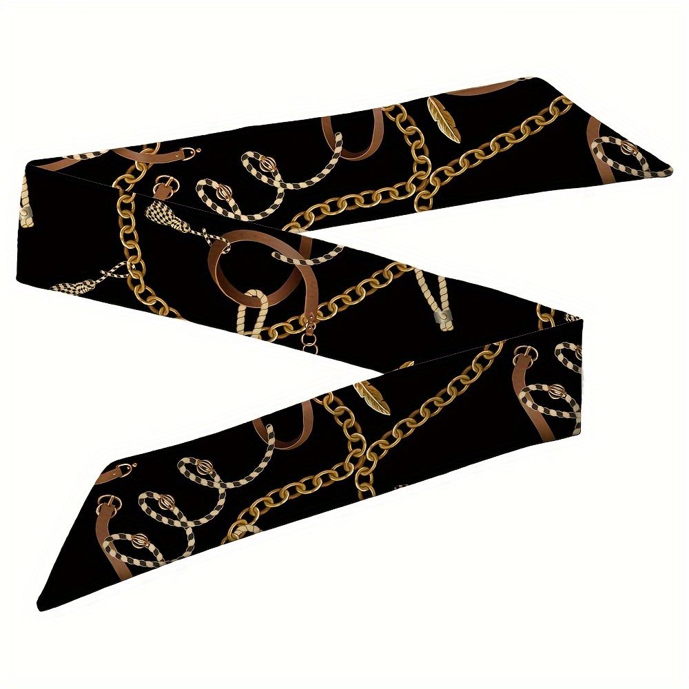 E-shop 1 Stück Y2K Style Kettenmuster Schmaler Schal für Damen, Handgelenkband, Gürtel, Handtaschenband, Modisches Flechtband