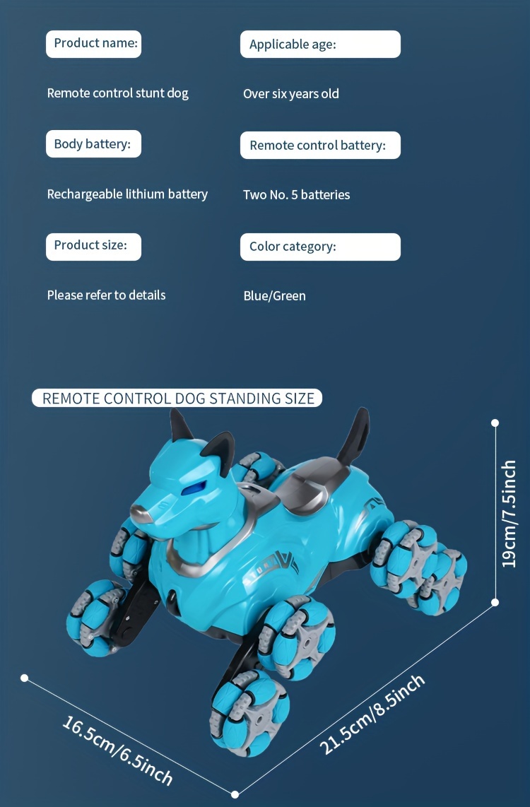 لعبة كلب آلي للسيارة بجهاز تحكم عن بعد بتردد 2.4 جيجا هرتز، لعبة حيوانات روبوتية رباعية الدفع، صوت ضوء روبوت قابل لإعادة الشحن لعيد الميلاد وعيد الشكر التفاصيل 15
