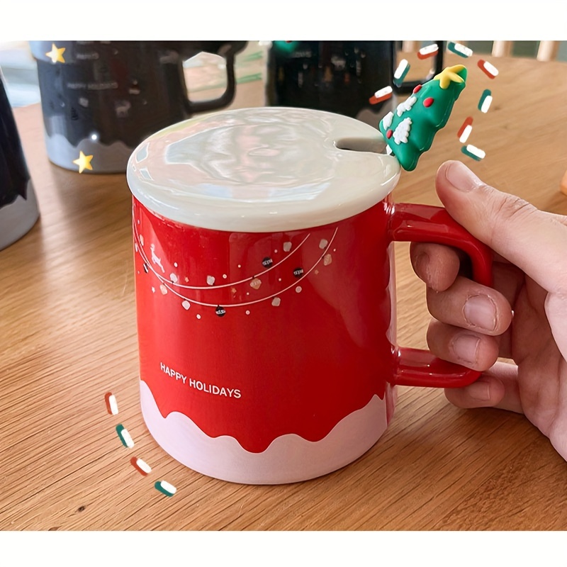 1pc Ceramic Cute Creative Milk/ Coffee Mug With Lid, Household Drinking Cup