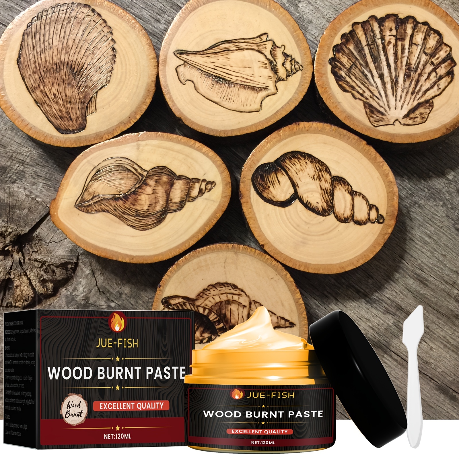 Tiitstoy Wood Burning Paste Camping Outdoor Wood Cloth Combustion Supporting Gel DIY Pyrography Wood Burning Paste 120ml, Size: Free size, Black