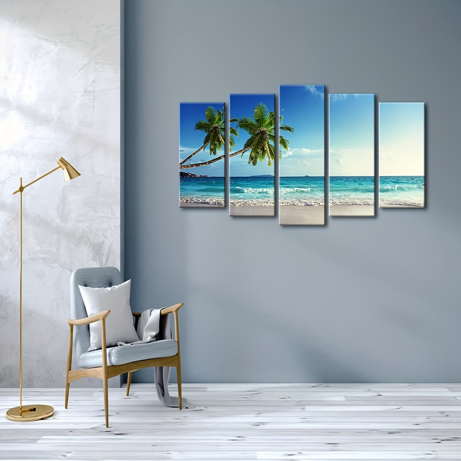 Large Modern Contemporary Ocean Sea Beach Temu - Canvas Print