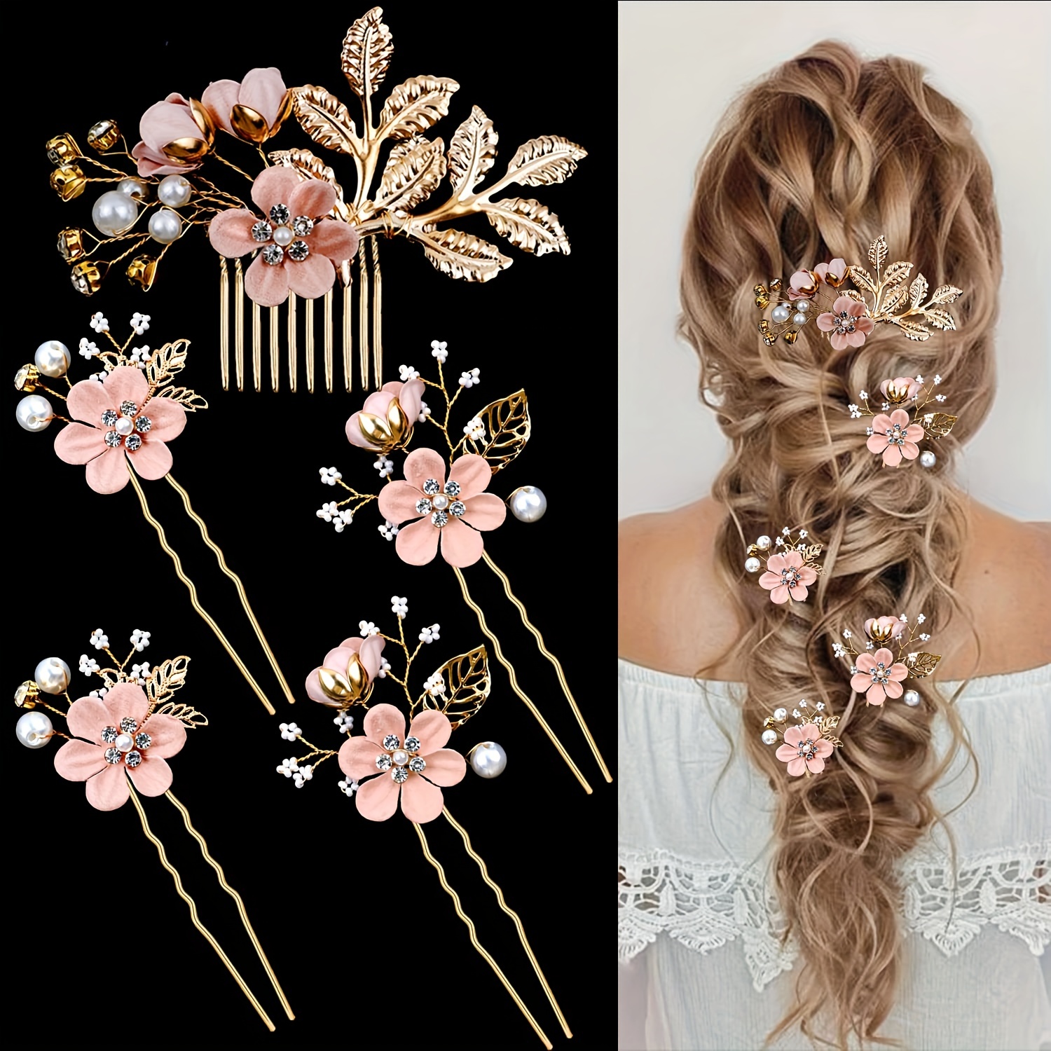  FRCOLOR 2pcs Wheat Ear Side Hair Comb Prom Hair