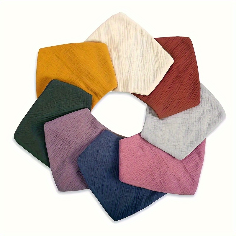 3 5pcs plain color feeding bibs for teething and   4 layer soft absorbent bandana bibs details 8